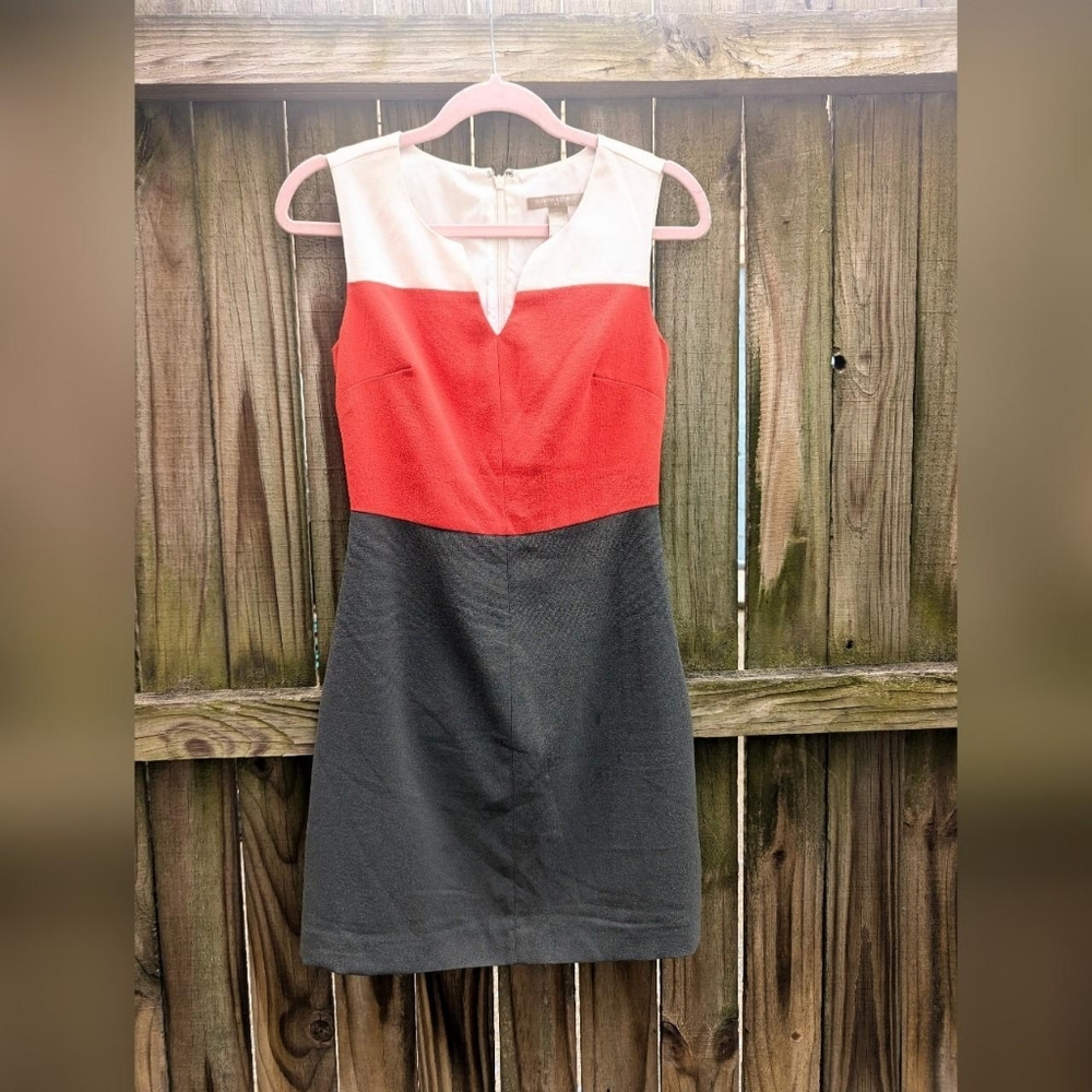 2013 Banana Republic Petite Gray, Orange, & White Color Block Sleeveless Dress